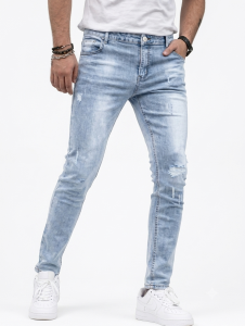 Men's Slim-Fit Stretch Jeans - All-Season Casual Five-Pocket Light Blue | Effortless Comfort for Fall Layers