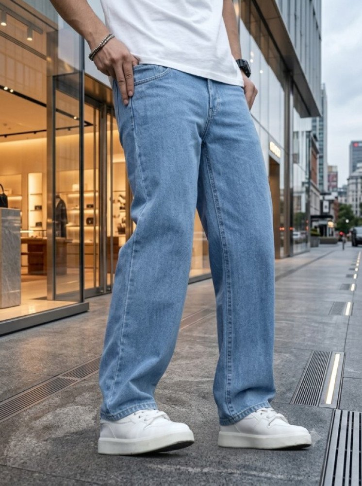 Men's straight-leg jeans, loose wide-leg jeans, cargo hip-hop jeans, stylish versatile long pants