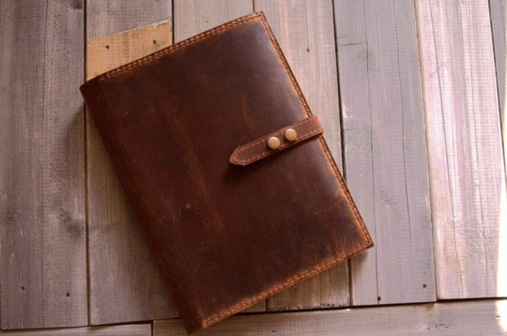 Engraved Brown Leather Padfolio Organizer