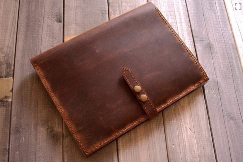 Engraved Brown Leather Padfolio Organizer