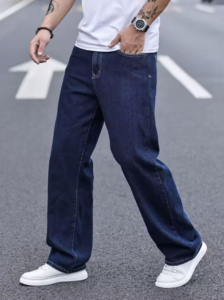 Men's straight-leg jeans, loose wide-leg jeans, cargo hip-hop jeans, stylish versatile long pants
