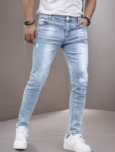 Men's Slim-Fit Stretch Jeans - All-Season Casual Five-Pocket Light Blue | Effortless Comfort for Fall Layers