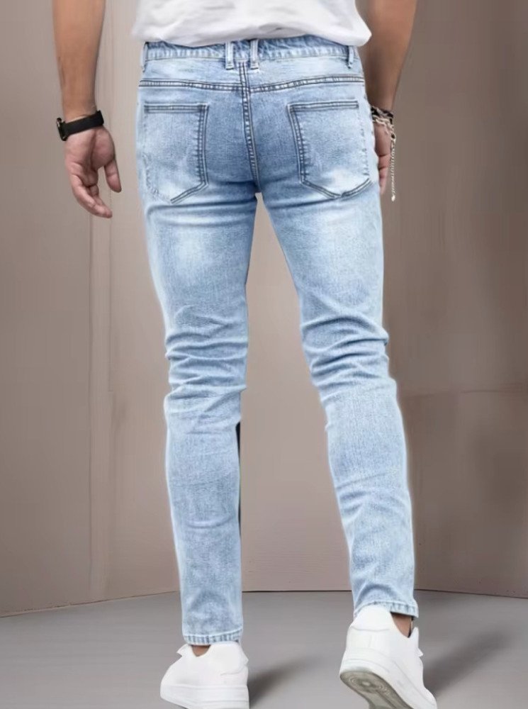 Men's Slim-Fit Stretch Jeans - All-Season Casual Five-Pocket Light Blue | Effortless Comfort for Fall Layers