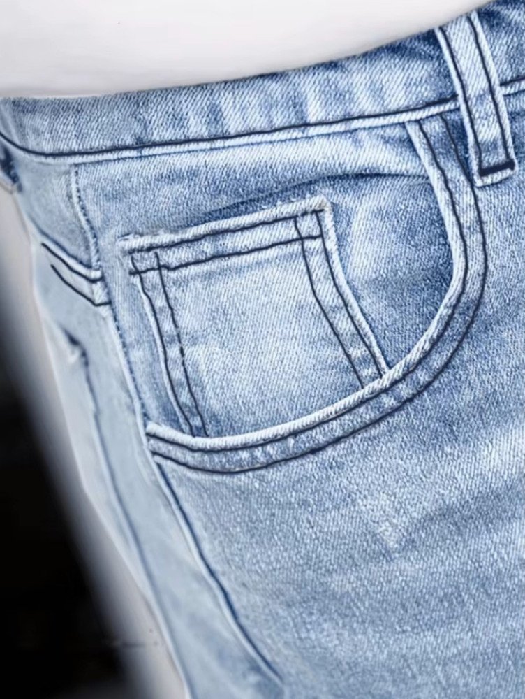 Men's Slim-Fit Stretch Jeans - All-Season Casual Five-Pocket Light Blue | Effortless Comfort for Fall Layers